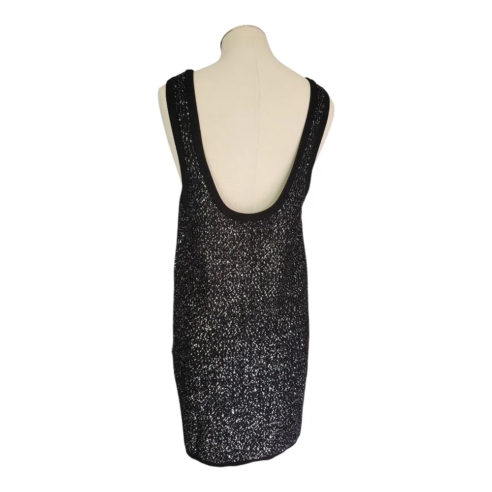 The Kooples NWT Black and Silver Sequin Knit Short Tank Dress EU 3
